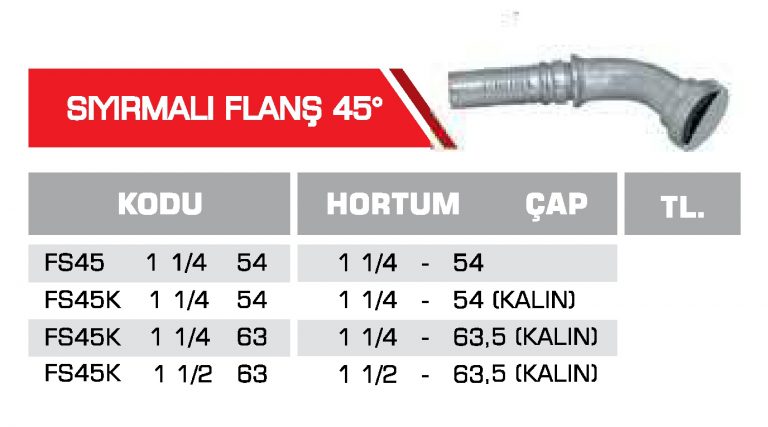 Sıyırmalı Flanşlı 45 Derece Hidrolik Rakor