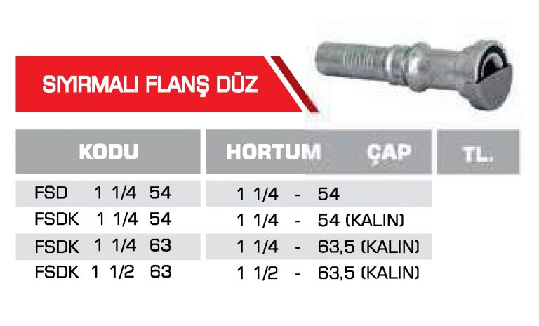 Sıyırmalı Flanşlı Düz Hidrolik Rakor