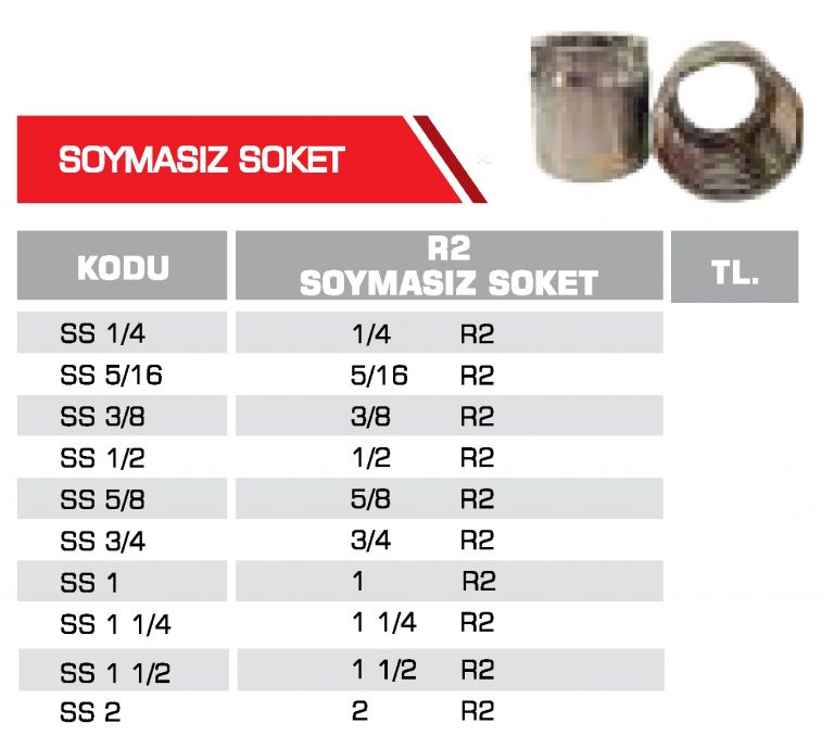 Soymasız Soket Hidrolik Rakor