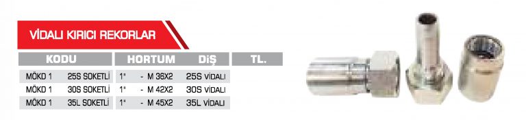 Vidalı Kırıcı Rekor Hidrolik Rakor